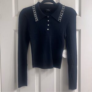 NWT- melody & harmony Black Embellished Knit Top – Size M